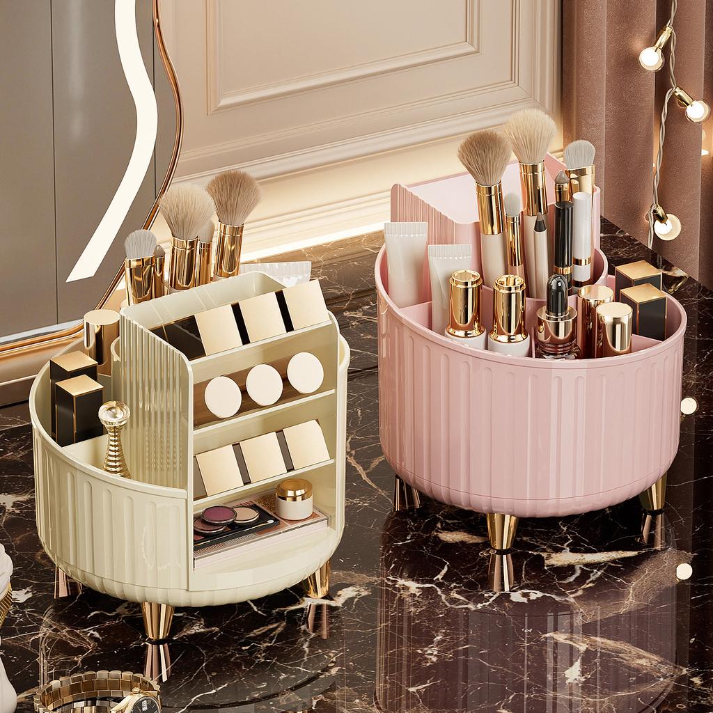 360° Rotating Makeup Organizer,Dustproof Vanity Organizer for Brush Lipstick Skincare, Bathroom Countertop Makeup Holder