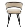 Set of 2 Beige Velvet Dining Chairs with Black Legs, Modern Upholstered Chairs as Accent for Dining Room and Kitchen