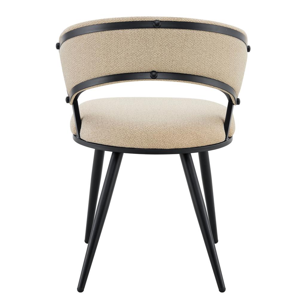 Set of 2 Beige Velvet Dining Chairs with Black Legs, Modern Upholstered Chairs as Accent for Dining Room and Kitchen