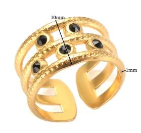 Wholesale High End Waterproof Three-dimensional M Letter Hollow Stainless Steel Finger Ring Trendy for Women Personalize Jewelry