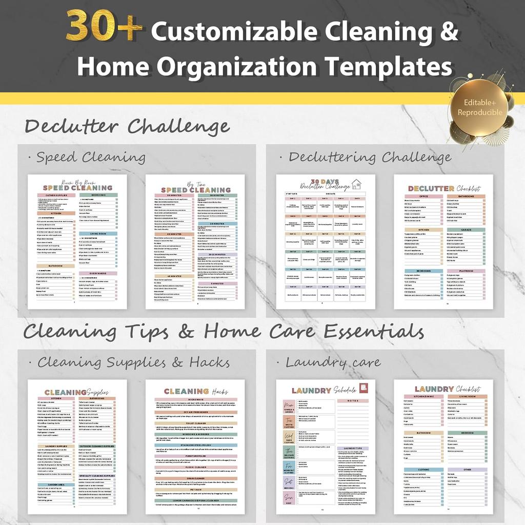 ADHD Cleaning Planner, Weekly and Monthly Organizing Planner with Cleaning Schedule and Checklist for Adults, Women for Household, Home, Kitchen,