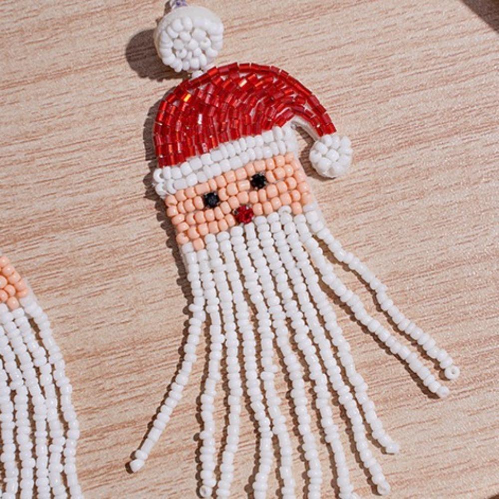 Santa Claus Merry Christmas Earrings Xmas Boots Ear Stud Handmade Beaded Ear Drop  New Year