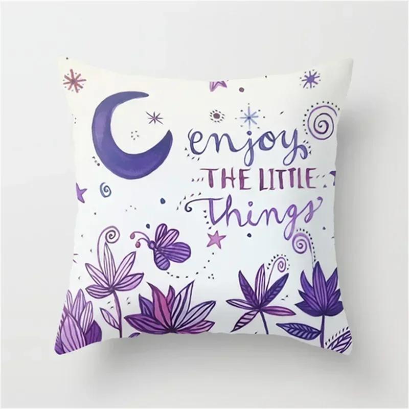 2024 Galaxy INS Wind Purple Geometric Moon Print Pillowcase Living Room Office Sofa Cushion Cover Waist Pillowcase 45*45CM