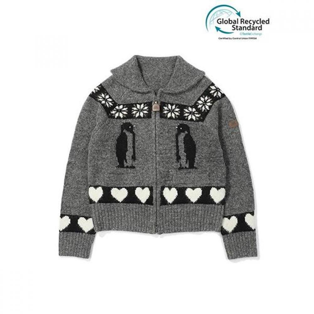W Heart Penguin Cardigan Grey/85