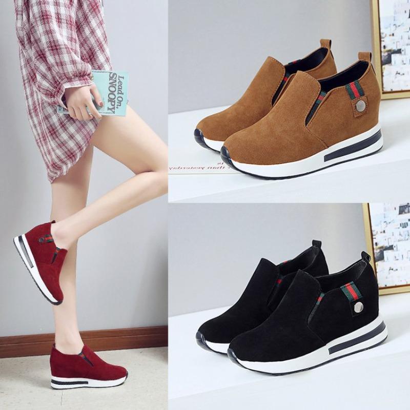 Women's Plus Size Platform Wedge Loafers, Thick Sole Hidden Lift Dress Shoes