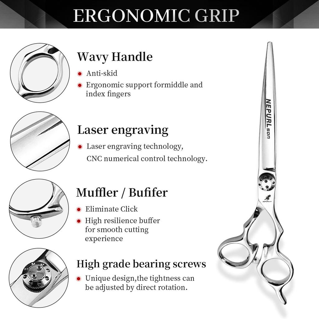Takon Hairdressing Scissors: 5.5" & 6.0" Flat Straight Shears, Barber Scissors in Multiple Sizes.