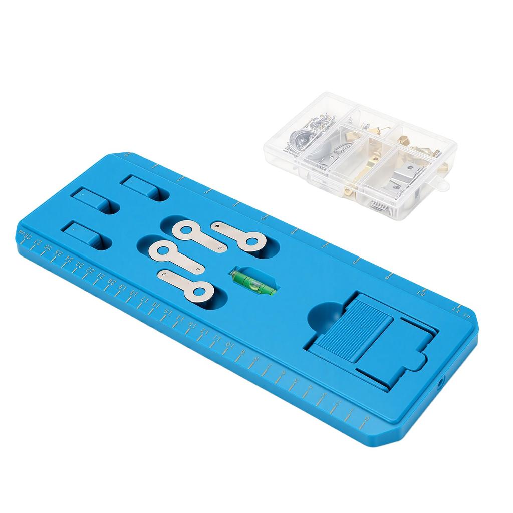 86pcs Picture Hanging Tool with Level Serrated Hook Picture Hanger Line Nails Wall Hook Frame Positioning Tool Blue