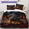 Custom Name Dragon Castle Burn Bedding,Quilt Set Quilt Cover Pillowcase Home Birthday Gift(1 * Duvet Cover + 2 * Pillowcase, Without Core)_lx