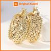 Huitan Antique Cross Design Gold Color Hoop Earrings for Women Royal Wedding Party Trendy Metal Accessories Vintage Jewelry Gift