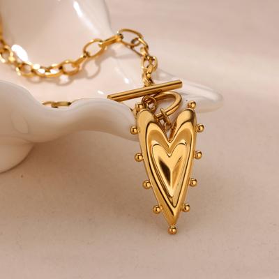 Geometric Heart Necklaces For Women Gold Color Stainless Steel Snake Chain Heart Necklace Aesthetic Wedding Jewelry Gift