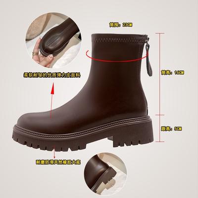 Leather Short Boots Women's Thick Heel 2025 New Spring and Autumn Elastic Thin Boots Single Boots Thick-soled British Martin Boots