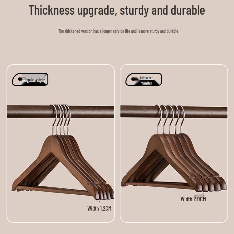 Solid Wood Non-Slip Clothes Hanger for Home, Hotels, and Stores