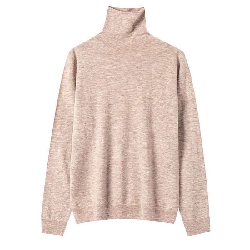 Worsted Fine Branch 0 Pure Wool Pile Collar Rolled Edge Knitted Bottoming Shirt Women's Pullover Sweater Thin Inner Sweater
