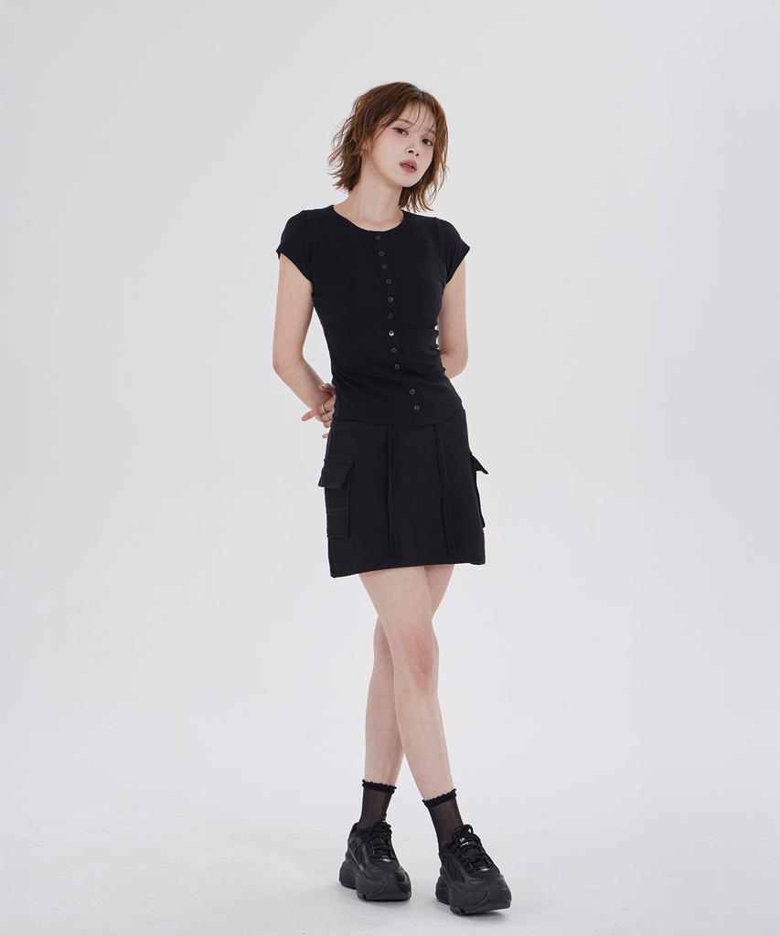 DYSFUNCT Banded Pocket Mini Skirt(Black)