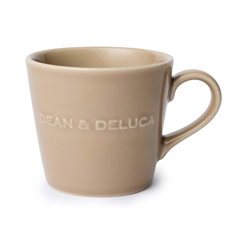 DEAN & DELUCA Morning Mug, Almond Beige. Microwave and Dishwasher Safe. Suitable for Coffee and Tea. 9.5 X 13 X 8.5 Cm.