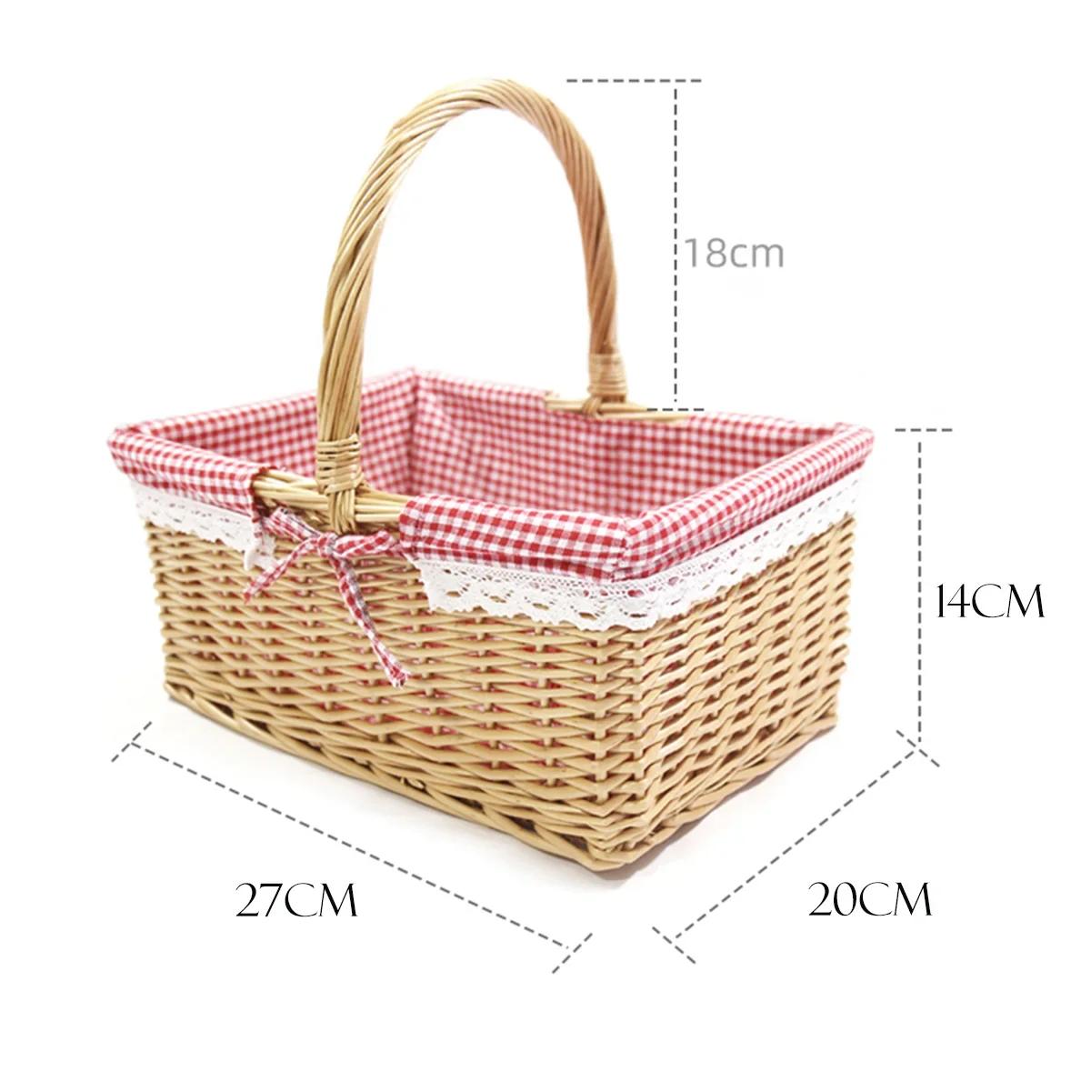 

Basket Fruit Braided Basket Weaving Storage Container Large Handle Picnic Basket Woven Storage Tray Bamboo Wicker Storage Bin 30x20x14cm