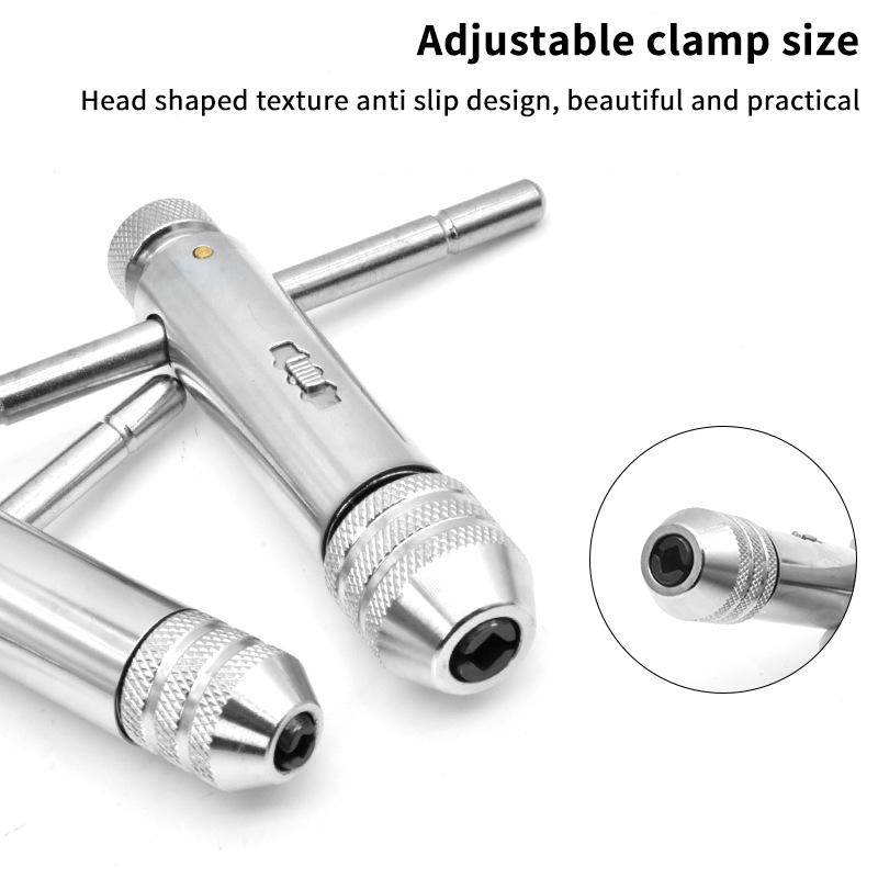 M3-8 M5-12 Adjustable T-Handle Ratchet Hand Tap Holder Wrench Extended Tapping Forward And Reverse Hand Tapping Accessories Tool