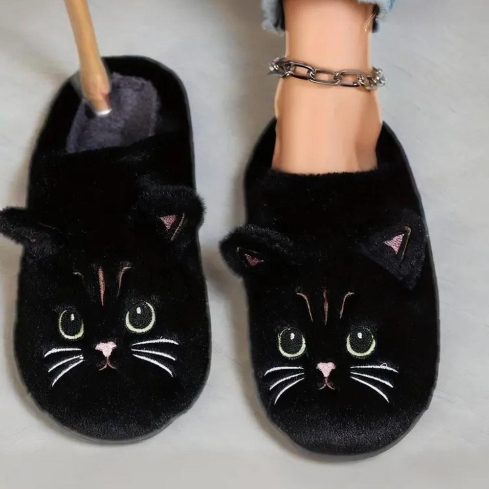 Dammode Höst och Vinter Katt Söta Inomhus Tofflor med Mjuk Sula