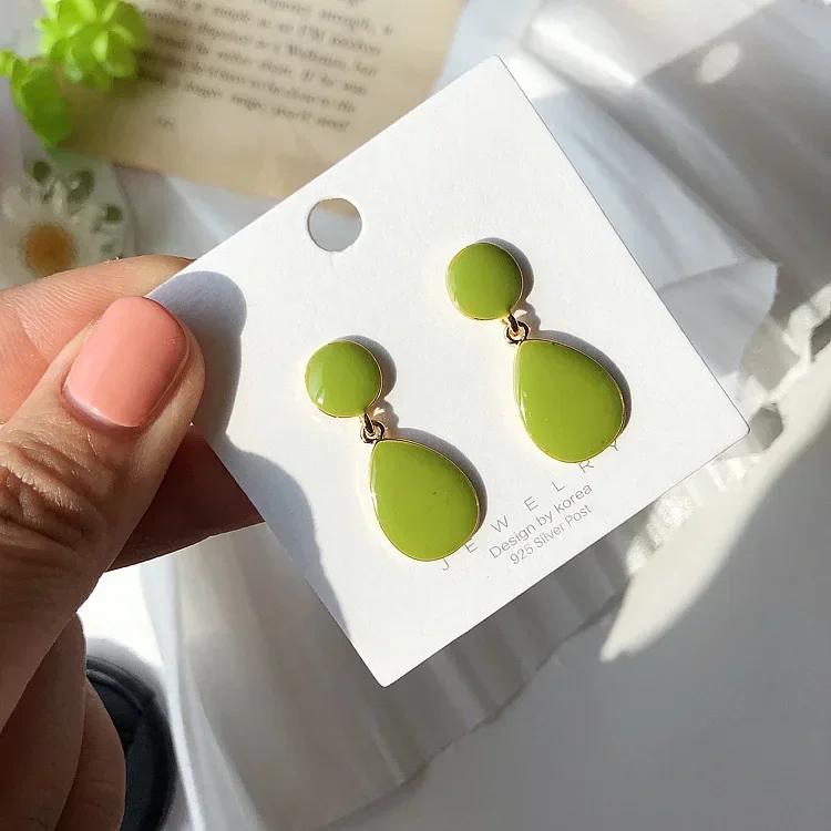 Green Geometric Flower Resin Acrylic Drop Earrings Unique Multi Layer Dangle Earring Jewelry