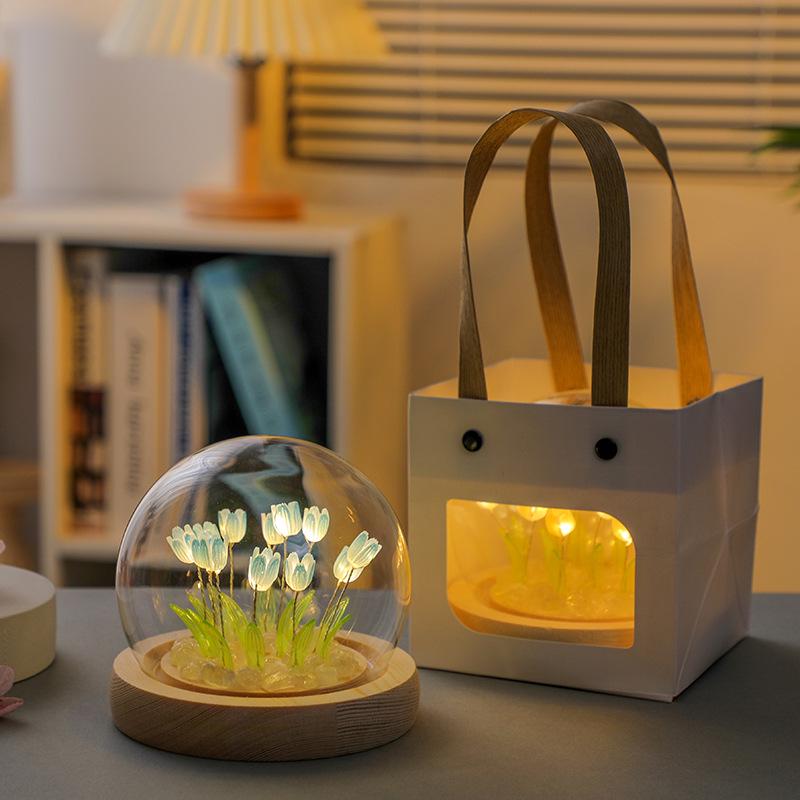 Tulip Night Light DIY Kit: Creative Desktop Ornament Gift for Girls' Bedroom or Valentine's Day
