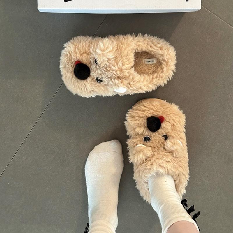 Cute Plush Shoes Women Autumn Winter Cartoon Warm Platform Slippers Height Increase Non Slip Thicken Comfortable Cotton Slippers