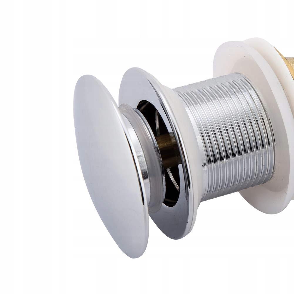 Set: silver click-clack plug without overflow + washbasin siphon