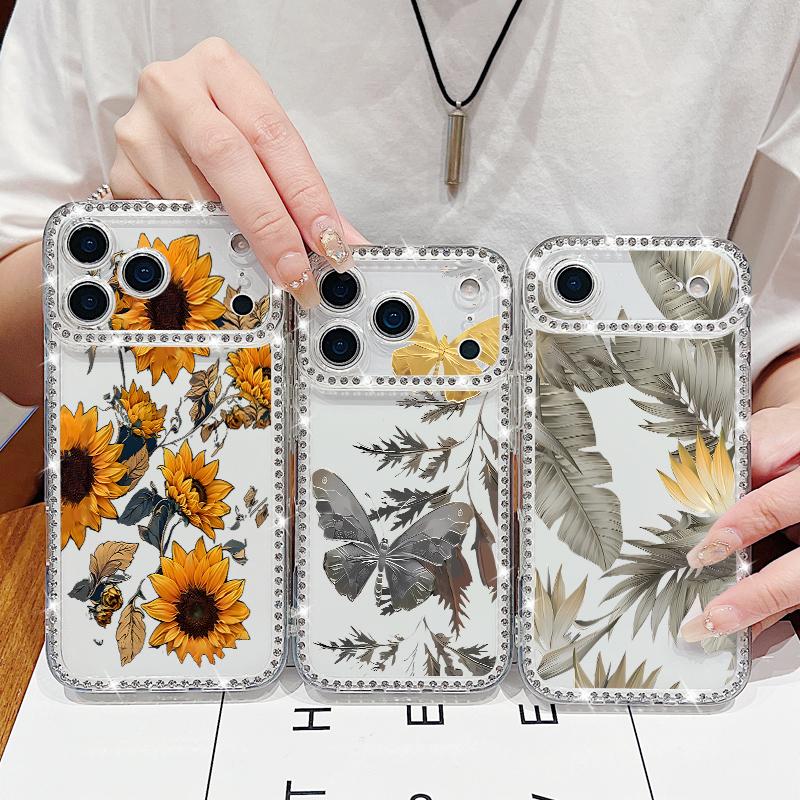 Creative Butterfly Pattern Phone Case For iPhone 17 Air 16e 16 14 15 13 17 Pro Max 15 16 Plus 17 Shockproof Bling Diamond Soft TPU Case Cover