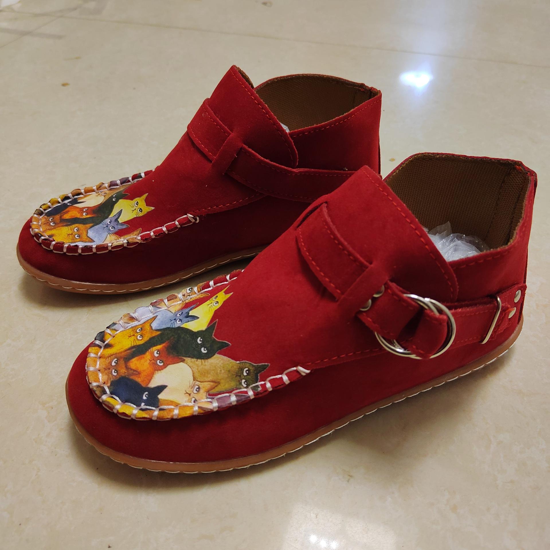 

Winter Cartoon Pattern Casual Women s Shoes Short Boots For Women 37 червоний