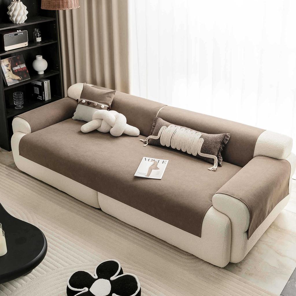 Sofa Cushion Solid Color Four-Season Universal Non-Slip Backrest Towel  New Chenille Living Room Leather Sofa Cover Simple