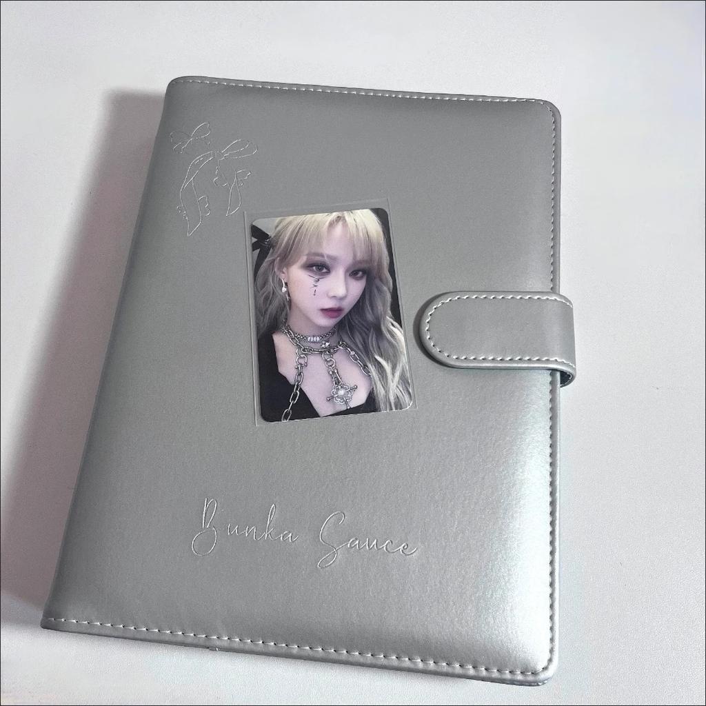 MINKYS PU Leather Silver A5 Kpop Photocards Collect Binder Idol Photo Card Book Idol Storage Album Stationery