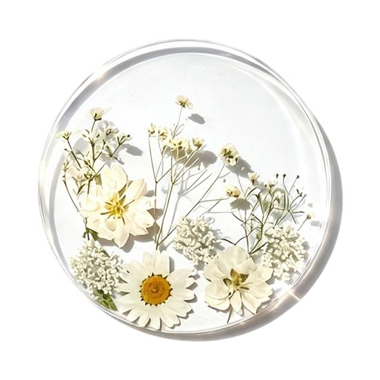 Non Slip Coaster Set Floral Print Acrylic Coaster, Non-Slip Surface Heat Resistant Protection Cup Pad, Pads Transparent Round Mat for Office Desk