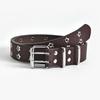 Womens Elegant Faux Leather Waist Belt With Unique Star Eyelet And Punk Features