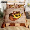 Exotic Farmhouse Western Cowboy Duvet Cover Set Twin King  Floral Bedding Set Cowhide Patchwork Comforter Cover Bedroom Decor