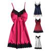 Women Nightdress Contrast Colors Stain Lace Patchwork Women Nightie for Sleeping
