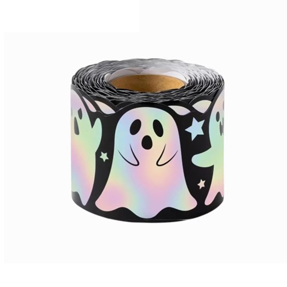 Waterproof Self-Adhesive Ghost Sticker Iridescent Holographic Decals Halloween Border Trim  Office