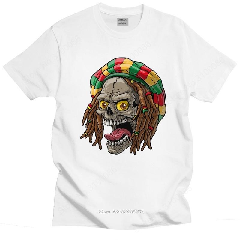 

Fashion Fashion Jamaica Rasta Skull Tshirt Men Crew Neck ShortSleeve Jamaican Printed Tshirt Pure Cotton Streetwear Tee Shirt S