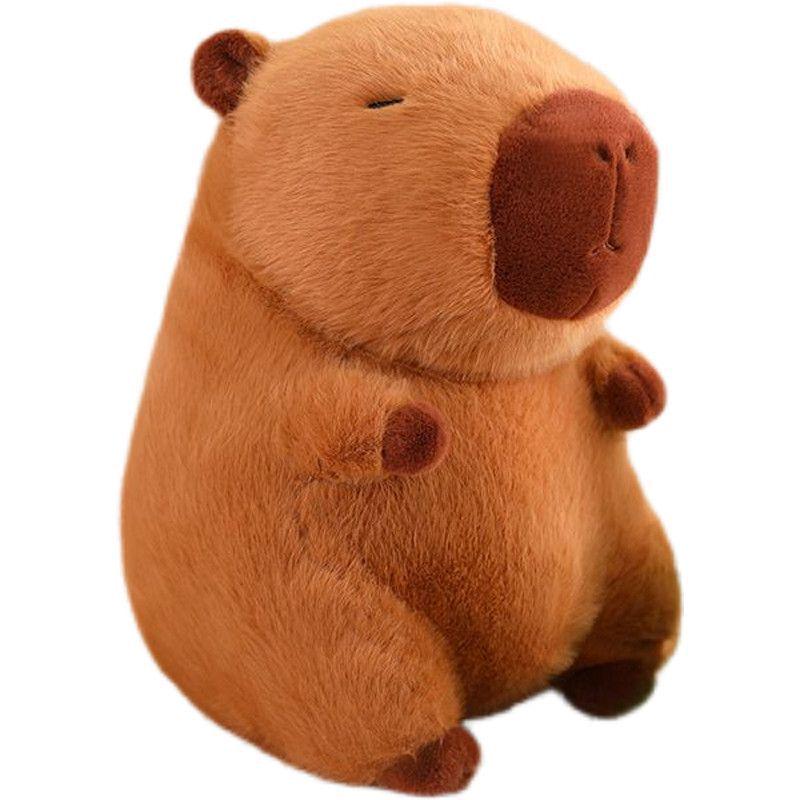 Adorable Capybara Plush Pendant with Floral Quilted Military Coat Keychain