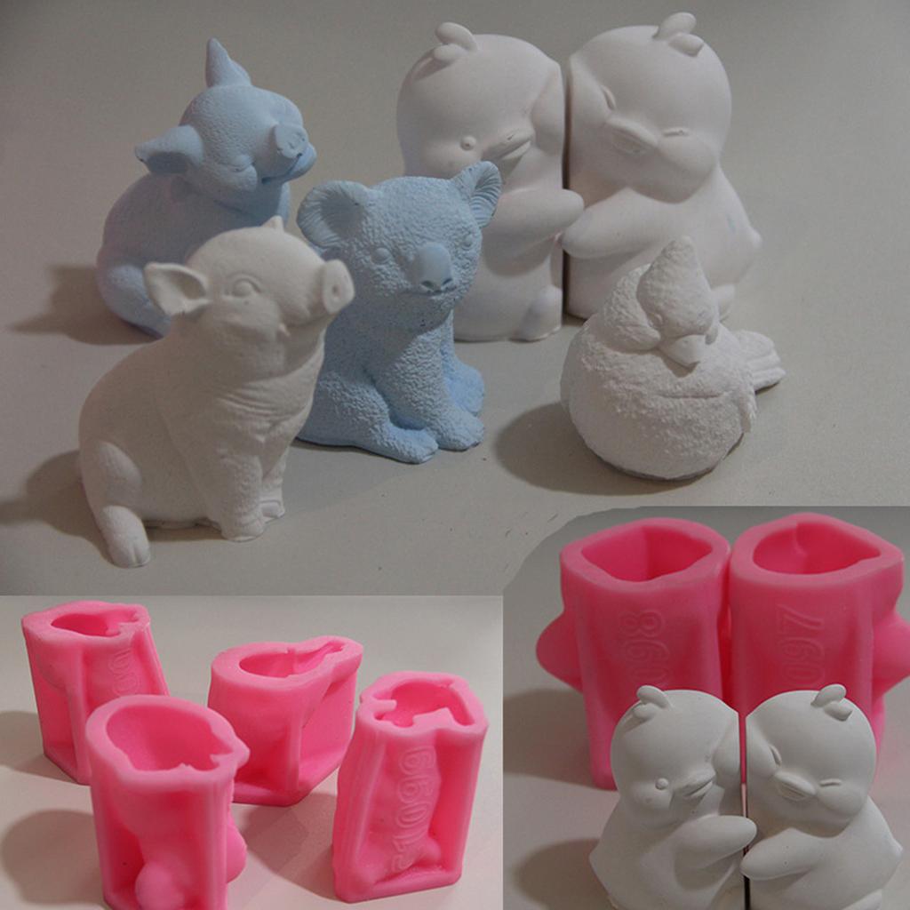 Artistic Animal Shaped Silicone Mould Featuring Pig Koala And Bird Pattern Suitable For Handmade Candle And Craft
