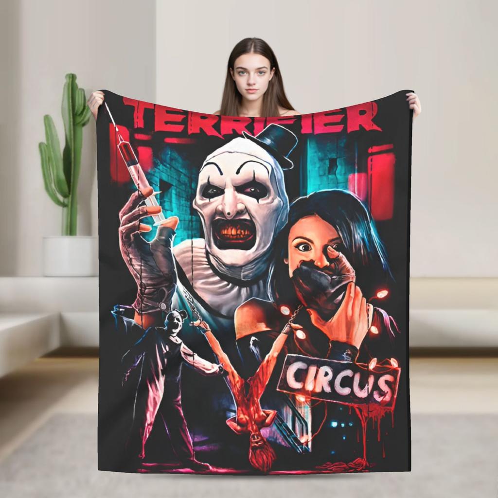 Terrifier 3 Christmas Santa Blanket The Clown Plush Vintage Warm Throw Blankets for Coverlet Spring/Autumn