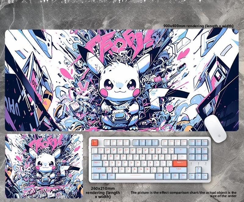 Cyberpunk Pikachu Pokemon Gaming Mouse Pad Custom Size NonSlip Desk Mat UltraClear Print Keyboard Pad for Gamers