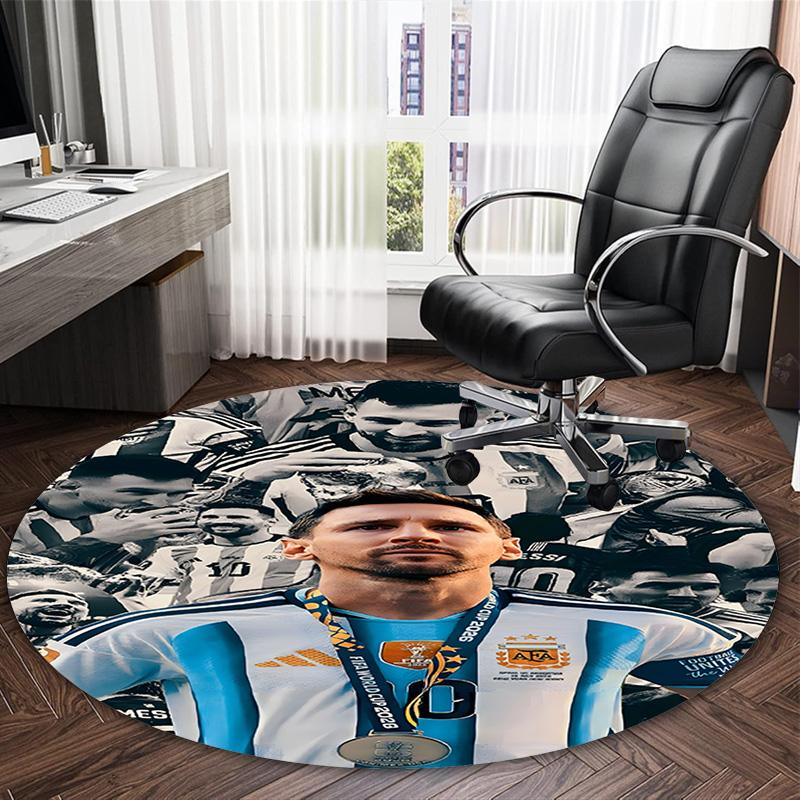 1pc M-Messi5 Carpet, Round Rug, Comfortable, Suitable for Entryways, Living Rooms, Office, And Bedrooms, Christmas Decoration