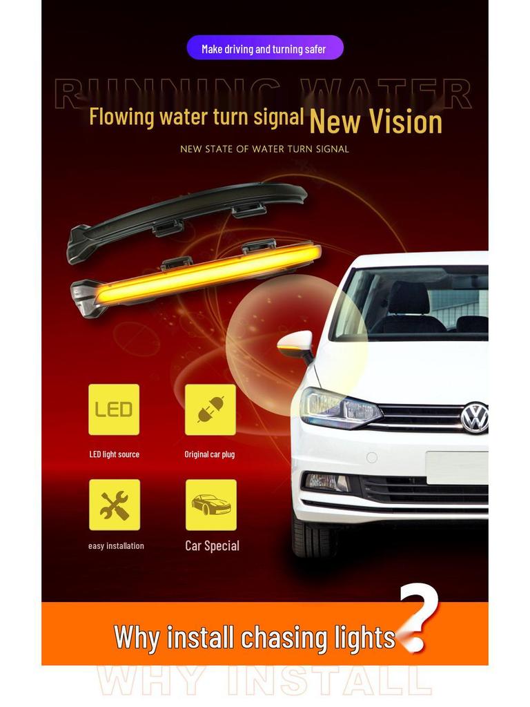 Sequential Blue Turn Signal Light for Volkswagen Lamando 14-18 Rearview Mirror