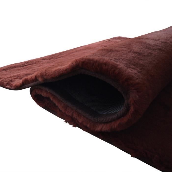 Tapis salon imitation fourrure extra-doux marron 120x160
