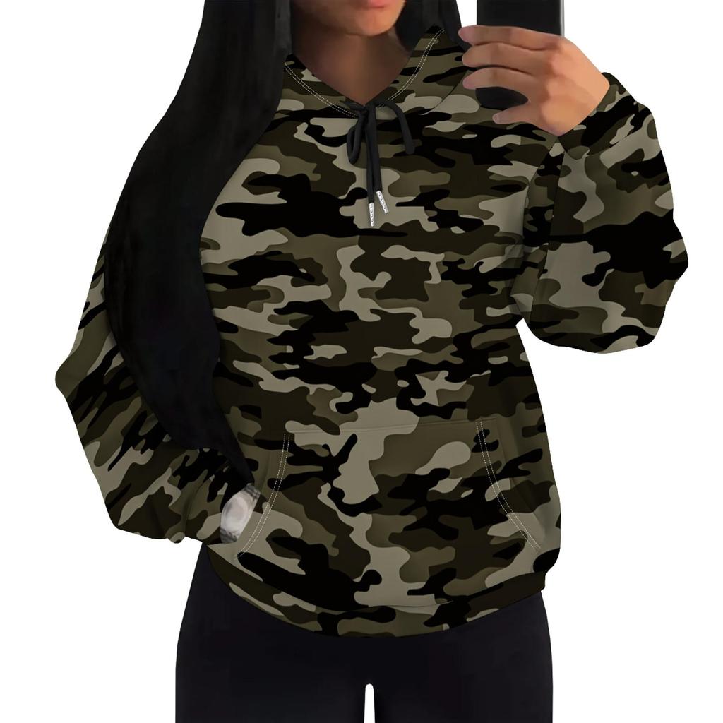 European & American Multi-color Camouflage Hoodie with Patch Pockets (H10552)