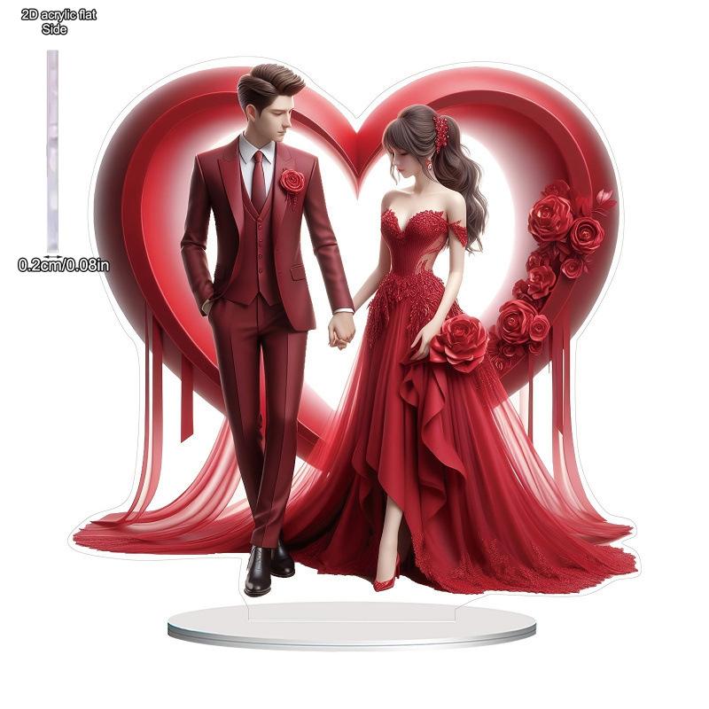 

D Flat Acrylic Couple Valentine s Day Decoration, Indoor and Outdoor Decoration - No Battery/electricity Required, Free Day Decoration, S 20*19cm