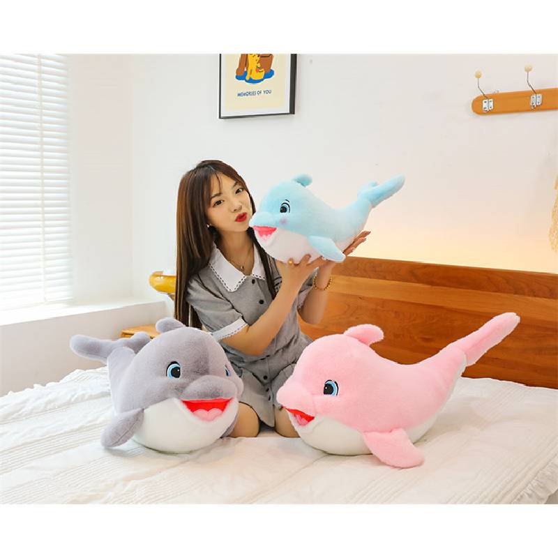 Cartoon Plush Dolphin Toy Sofa Cushion Children Marine Animal Doll Home Decor