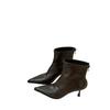 Brown high-heeled pointed thin boots short boots women's shoes 2025 new autumn and winter brown soft leather French small naked boots