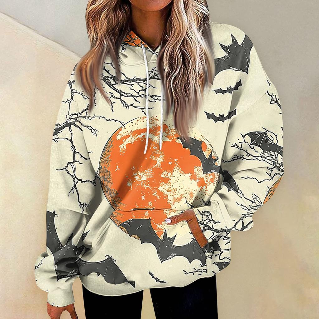 Women's Casual Fashion Print Long Sleeve Pullover Hoodies Sweatshirts