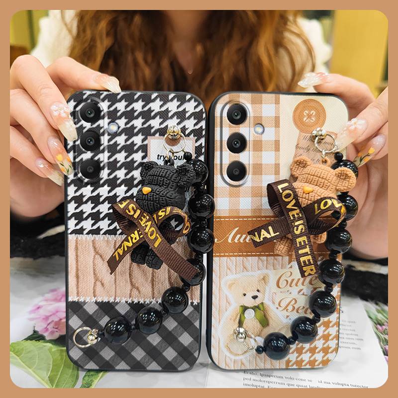 Cartoon Skin-friendly Feel Phone Case For Samsung Galaxy M56 5G/SM-M566B Cute Silicone Back Cover Black Pearl Pendant