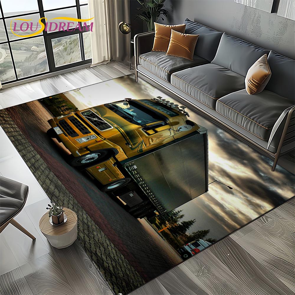 3D Print Volvo Truck Lorry Motorcycle Carpet Rug for Living Room Bedroom Home Sofa Decoration,kids Area Rug Non-slip Floor Mat
